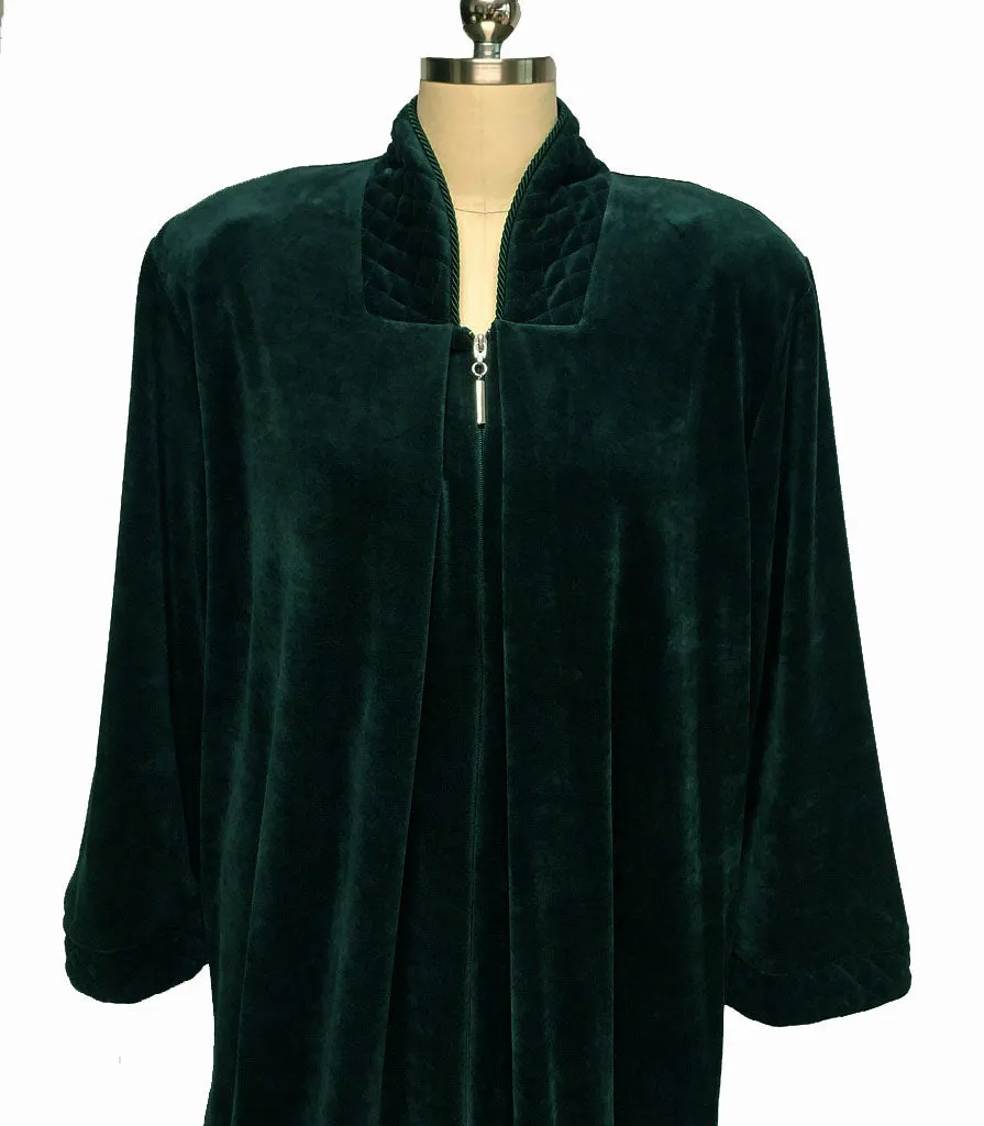 NEW -  DIAMOND TEA COTTON VELOUR ROBE WITH ZIP UP FRONT & QUILTED TRIM IN ASPEN - SIZE LARGE- #2 - WOULD MAKE A WONDERFUL GIFT