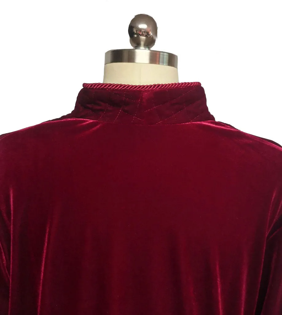 *NEW - DIAMOND TEA LUXURIOUS ZIP UP FRONT VELOUR ROBE IN CRIMSON - SIZE SMALL - #2