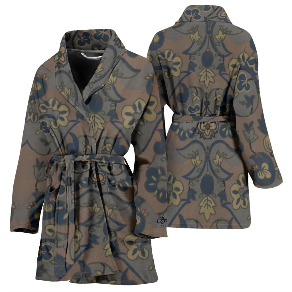 Not Quite Paisley On Light Brown Bath Robe - Women