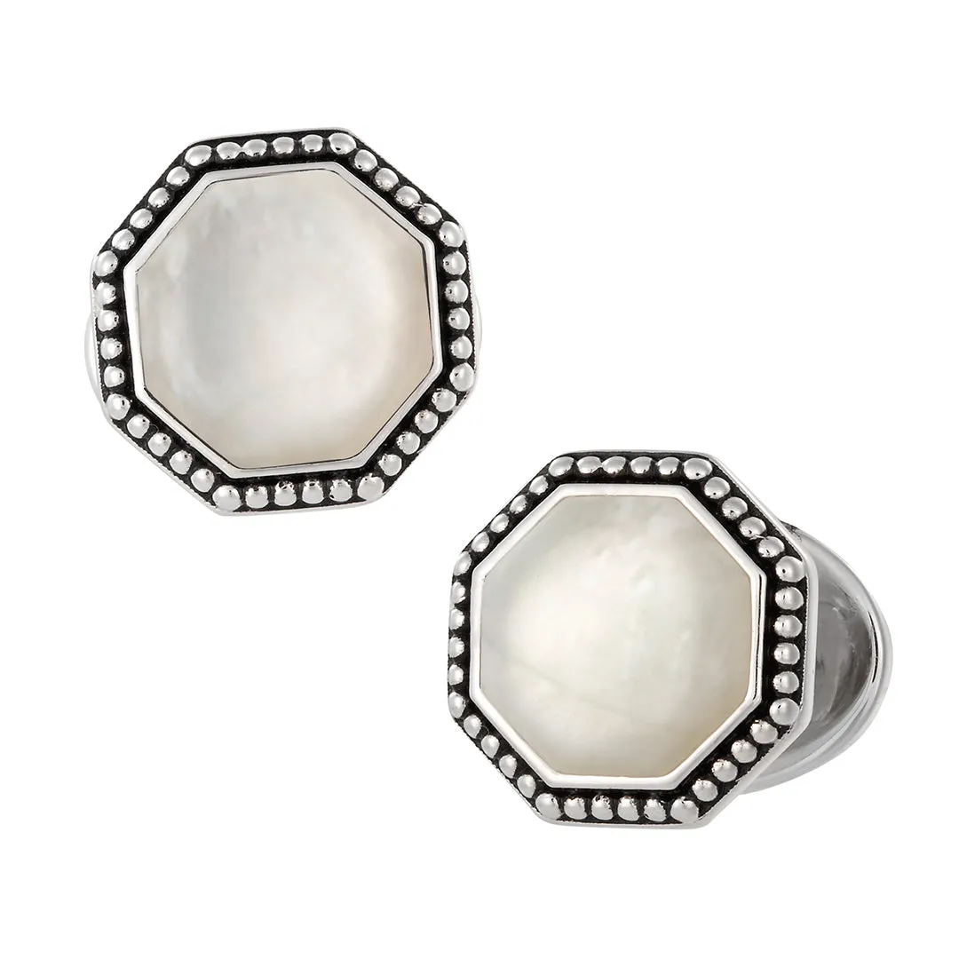 Octagon Gemstone Antique Sterling Cufflinks