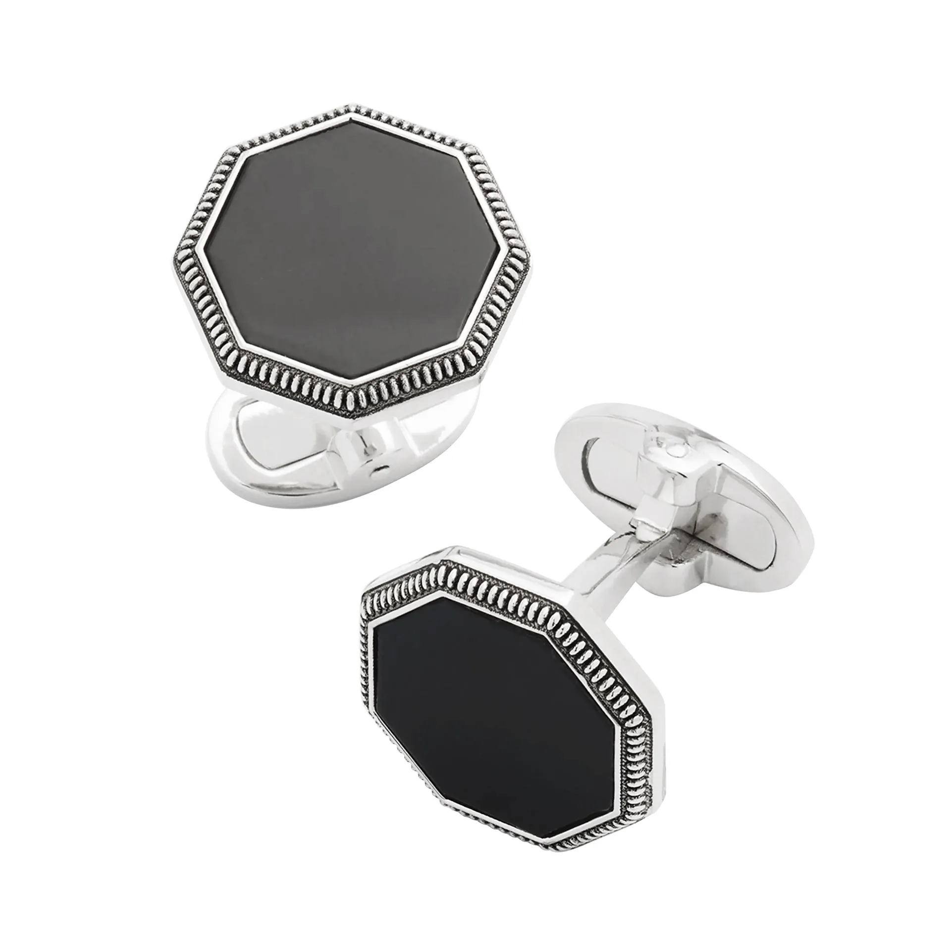 Octagon Gemstone Antique Sterling Cufflinks