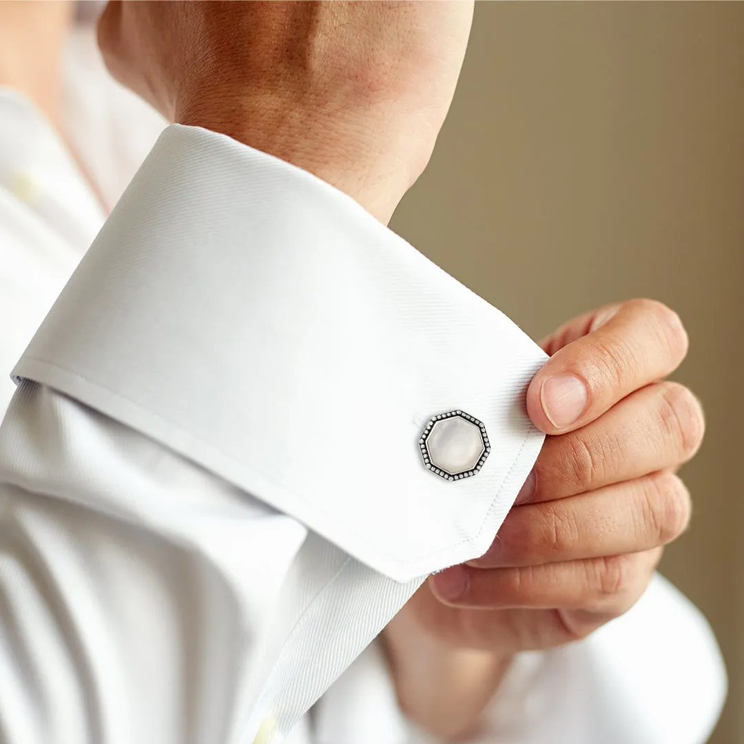 Octagon Gemstone Antique Sterling Cufflinks