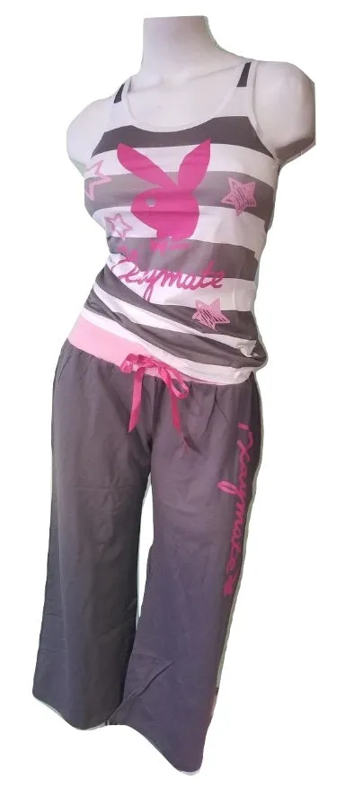 Playboy Gray Capri Pajama Set