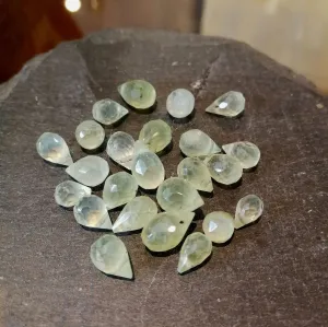 Prehnite Faceted Teardrop Briolette Beads (set of 10 briolettes)