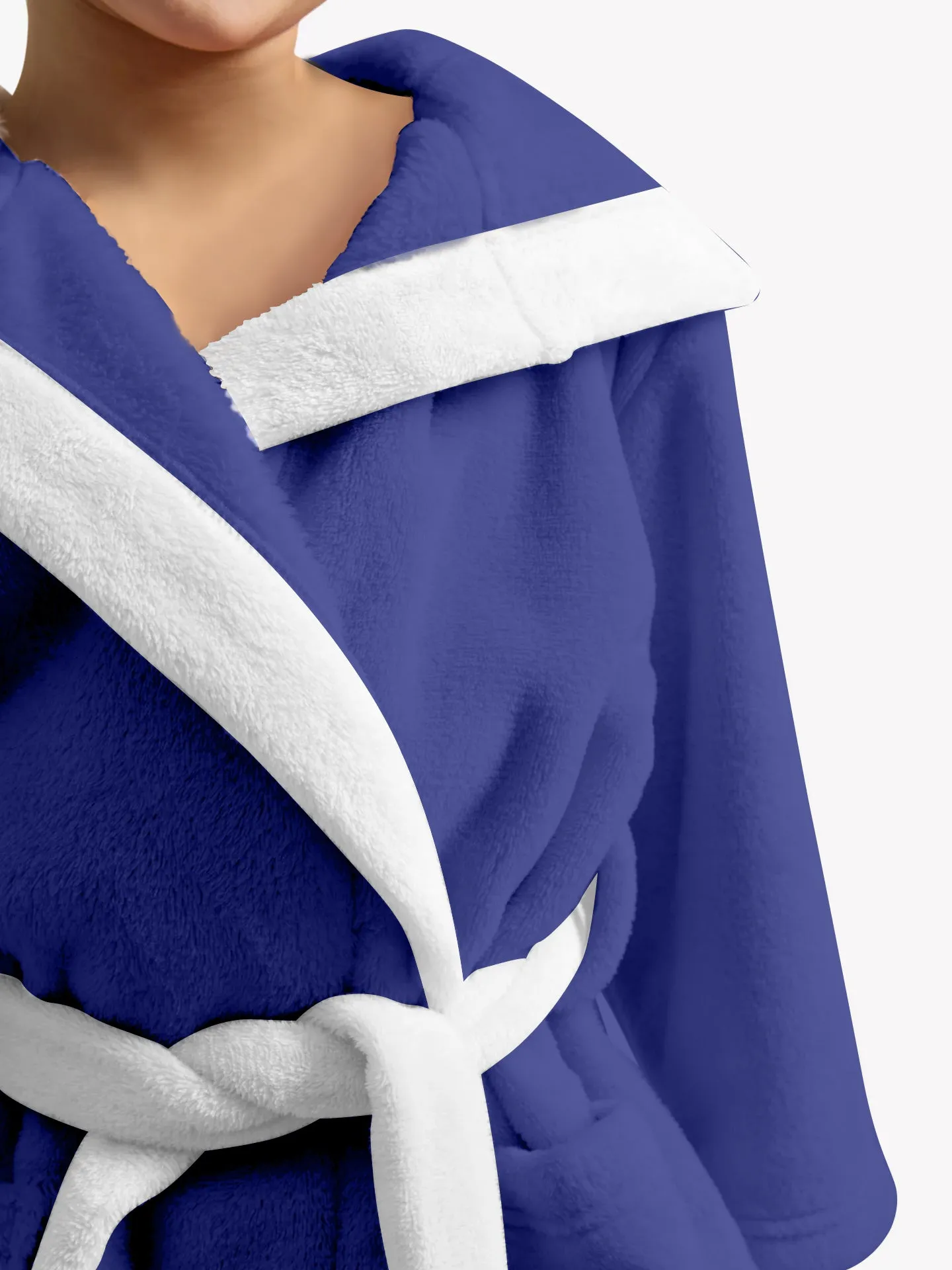 Premium Unisex Blue Bathrobe for Kids Ages 4-14 years with Hood and Tie Up Belt High quality Absorbent