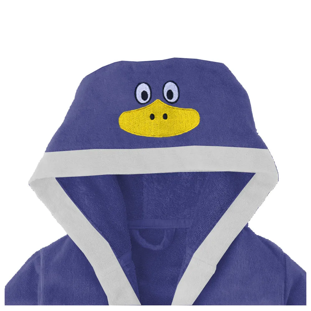 Premium Unisex Blue Bathrobe for Kids Ages 4-14 years with Hood and Tie Up Belt High quality Absorbent