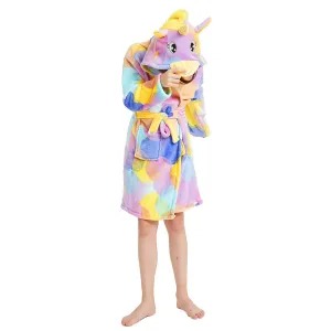 Rainbow Circles Unicorn Kids Bathrobe