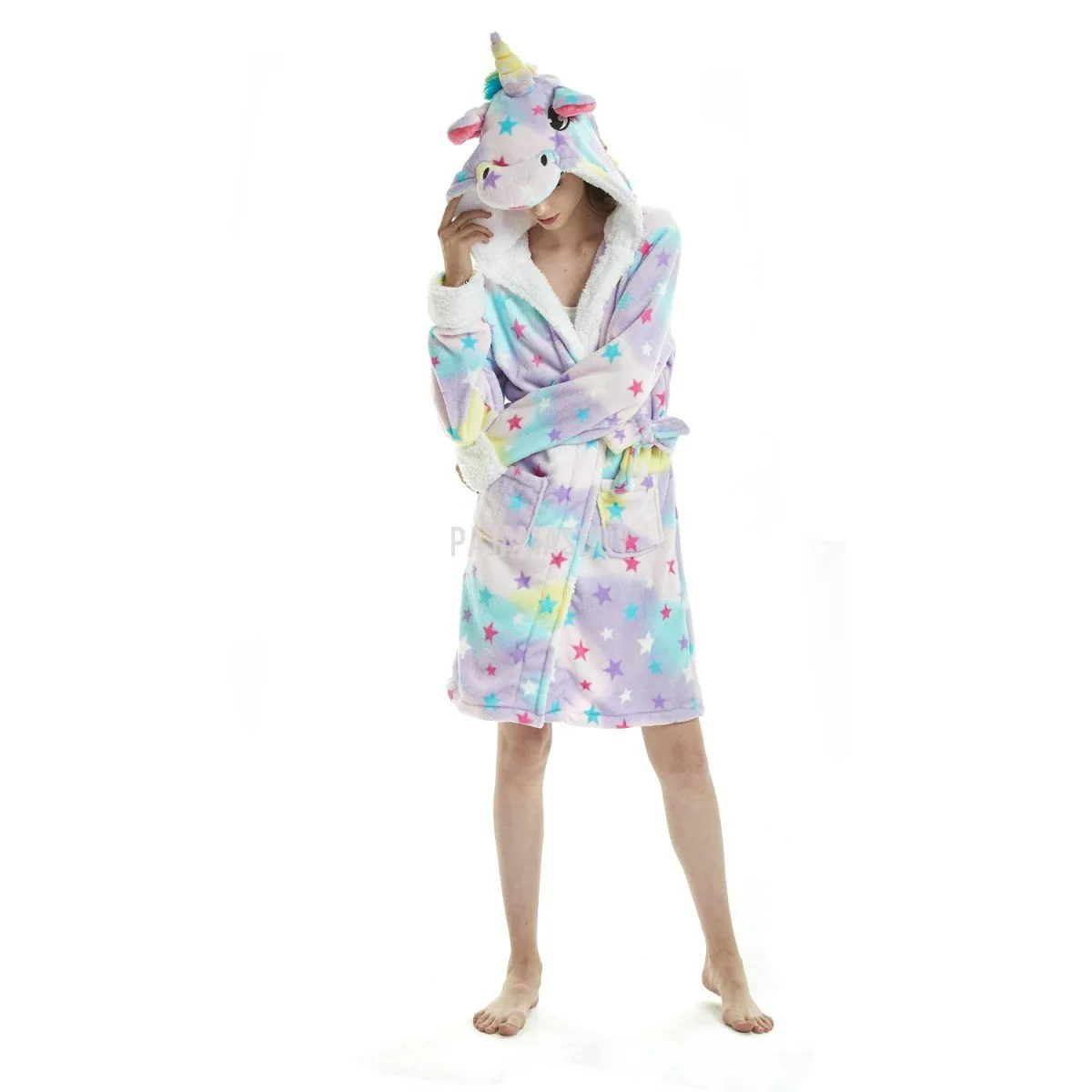 Rainbow Star Unicorn Adult Bathrobe