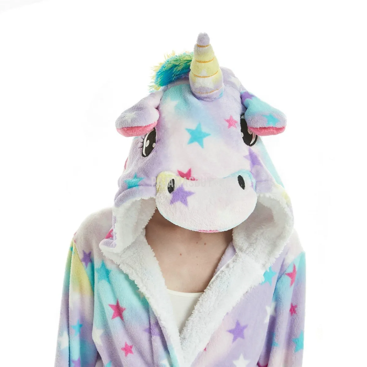 Rainbow Star Unicorn Adult Bathrobe