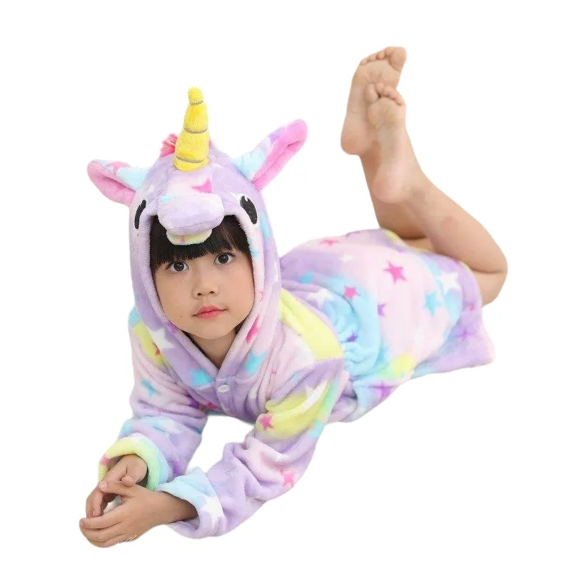 Rainbow Star Unicorn Kids Bathrobe