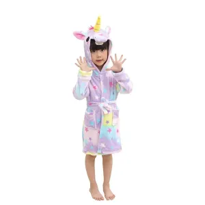 Rainbow Star Unicorn Kids Bathrobe