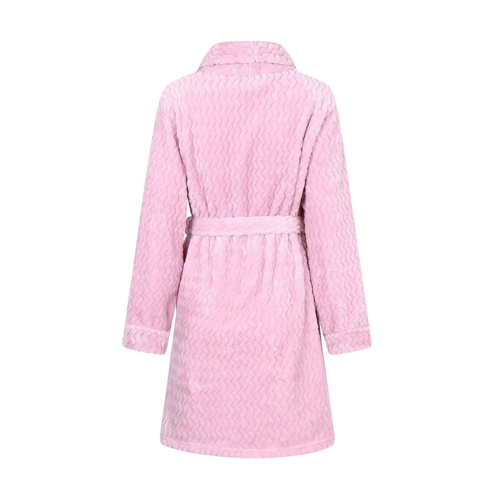 RH Women’s Above the Knee Pink Robe Collared Lounge Sleepwear Housecoat RHW2808 S/M