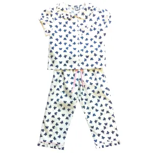 Rosie 2 Piece Short Sleeve Lounge Set Navy Butterfly