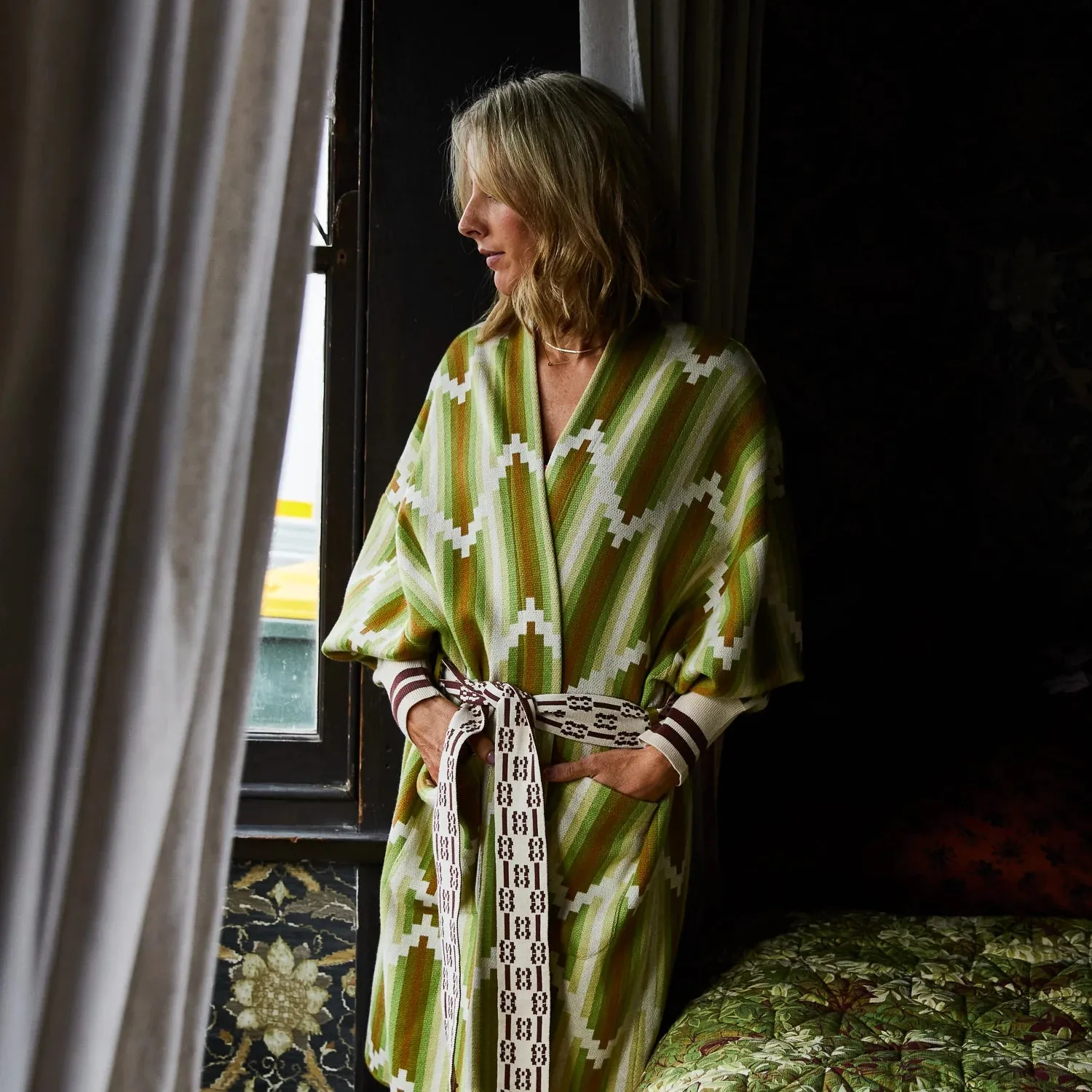 Sage x Clare Nisha Jacquard Robe