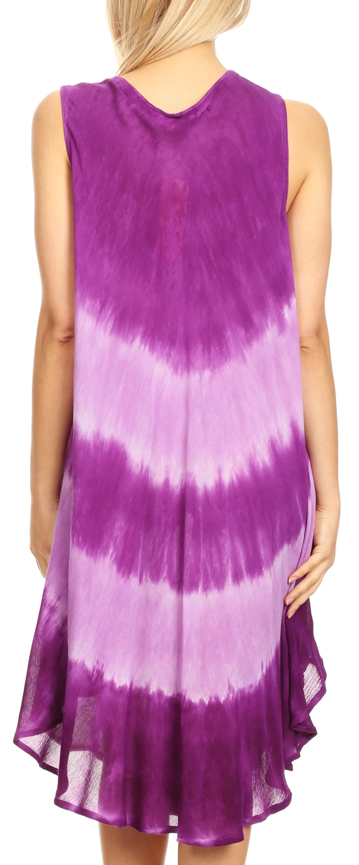 Sakkas Daniella Women's Flowy Tie Dye Relax Caftan Tank Dress Cover up Sleeveless