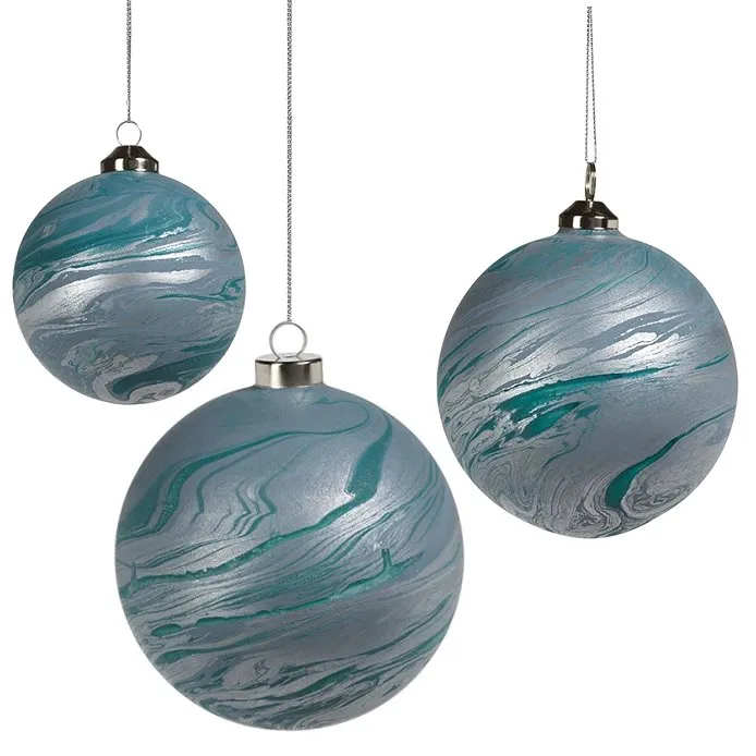 Silver Seas Glass Ball Ornament Sets