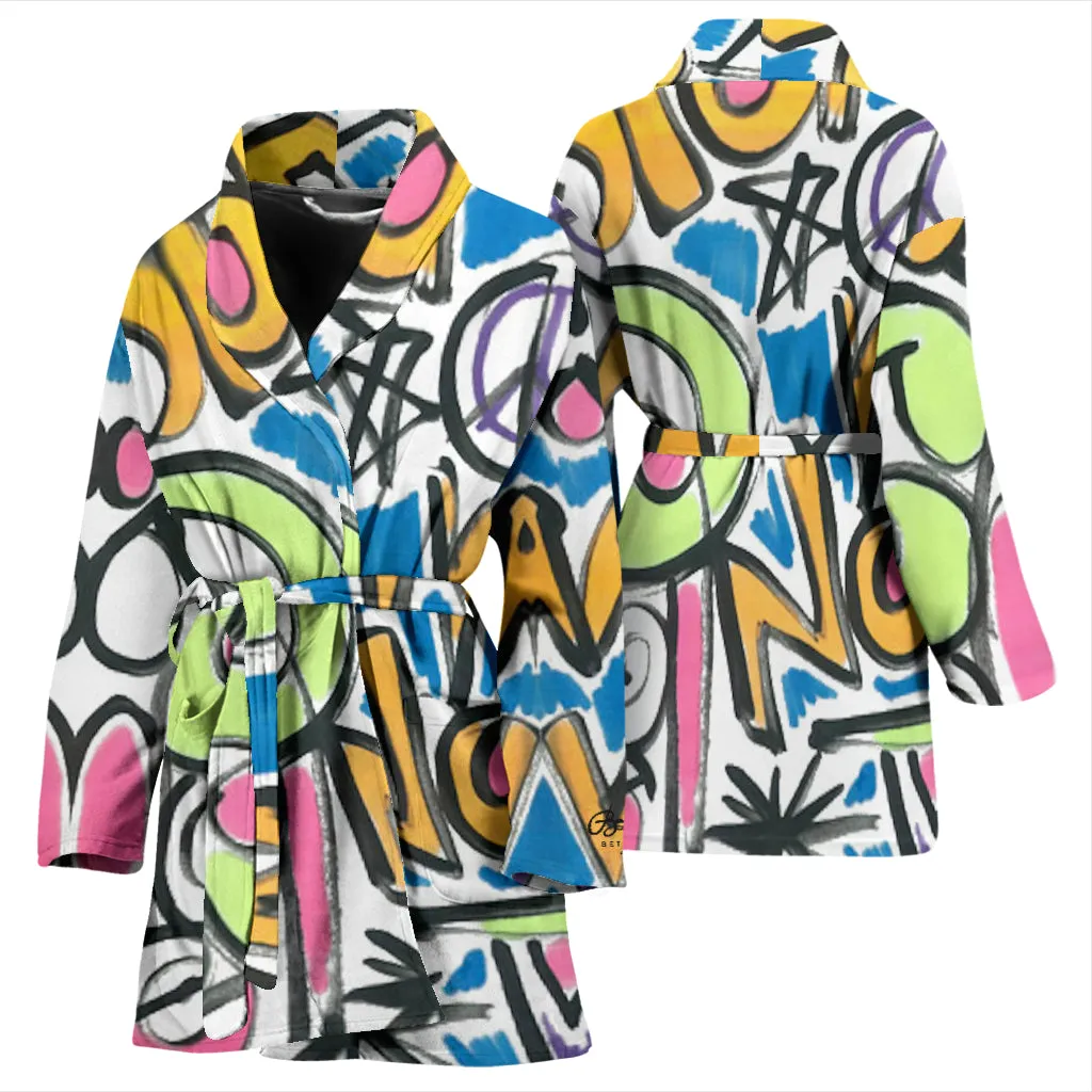 Stop War Now Graffiti Bath Robe - Women