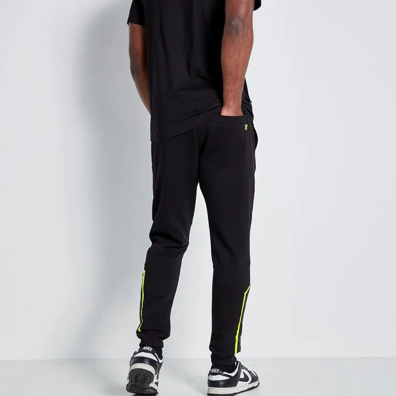 Taped Cut and Sew Perforated Logo Joggers - Black / Limeade