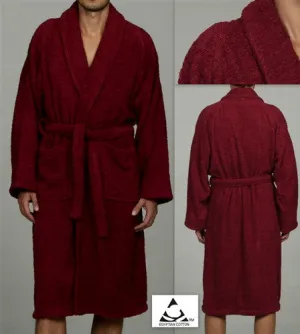 Unisex 100% Pure Egyptian Cotton Burgundy  Bath Robe