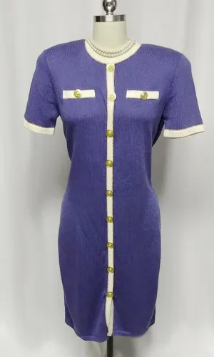 *VINTAGE DON SAYRES FOR WELLMORE SAKS FIFTH AVENUE SANTANA KNIT DRESS IN HYACINTH