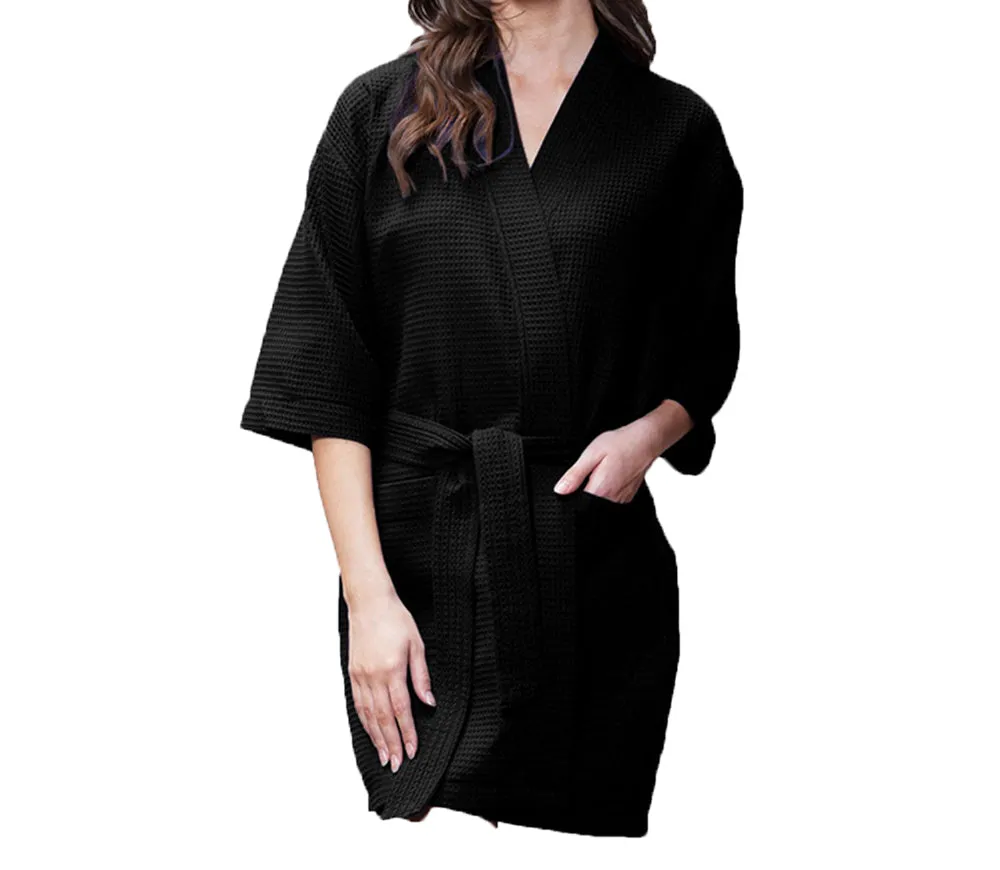 Waffle Kimono Short Robe Square Pattern