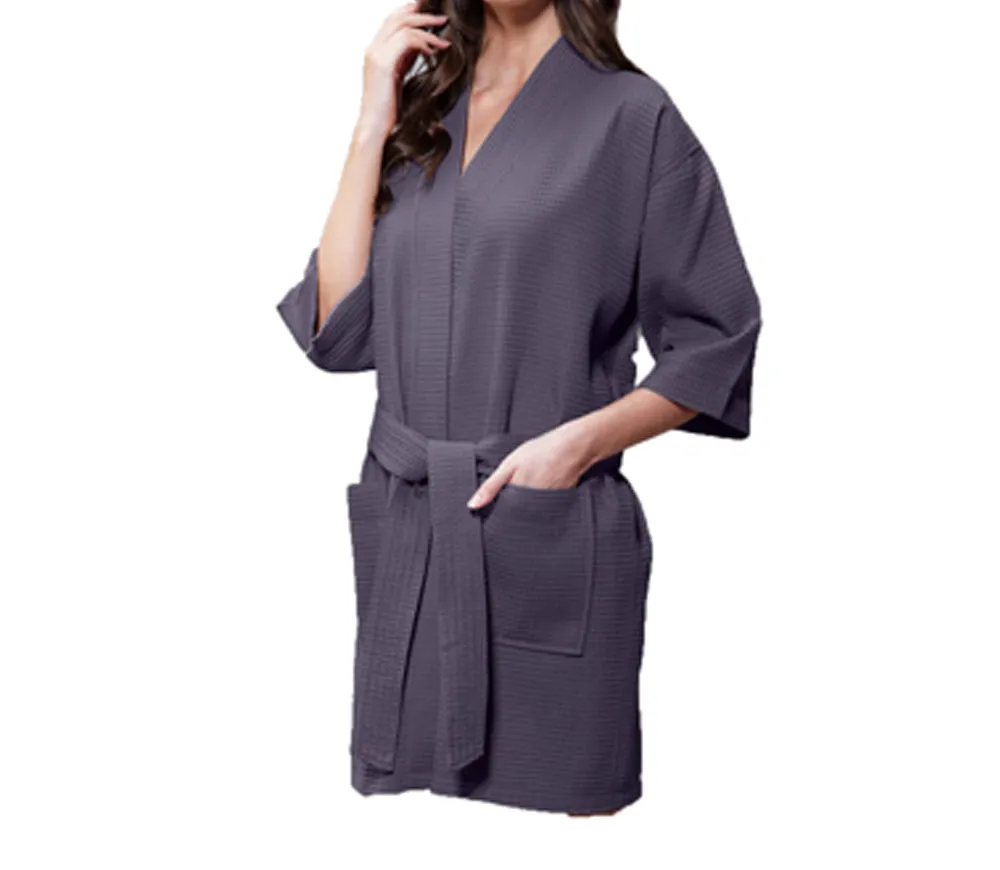 Waffle Kimono Short Robe Square Pattern