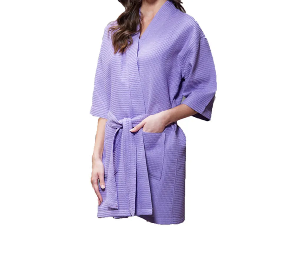 Waffle Kimono Short Robe Square Pattern