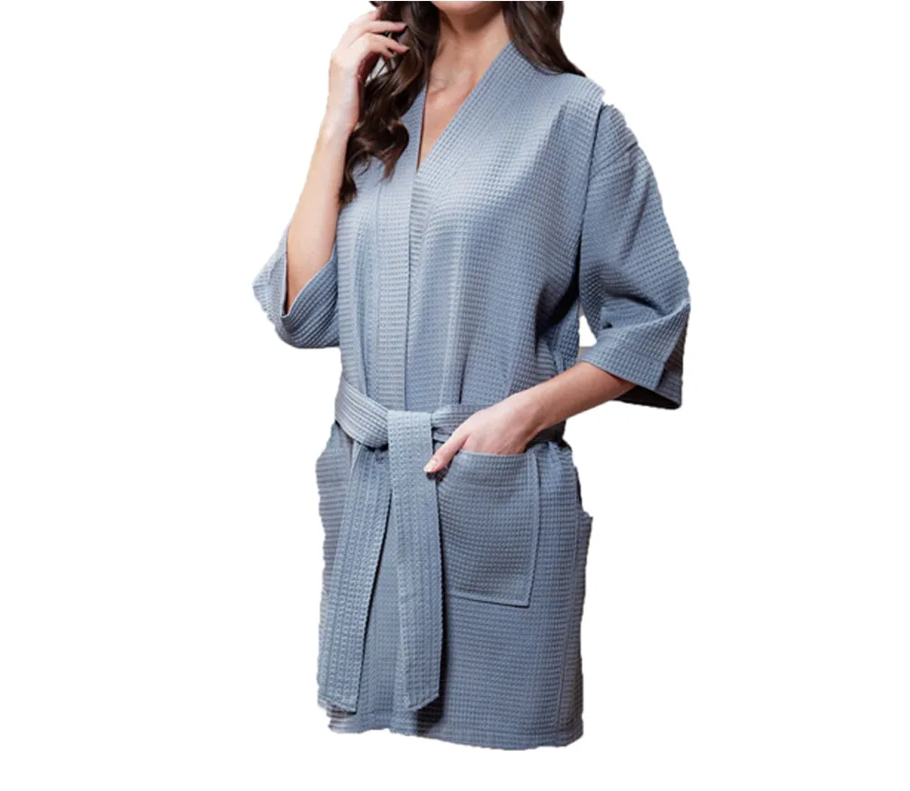 Waffle Kimono Short Robe Square Pattern