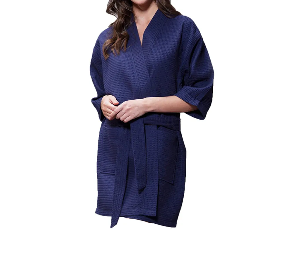 Waffle Kimono Short Robe Square Pattern