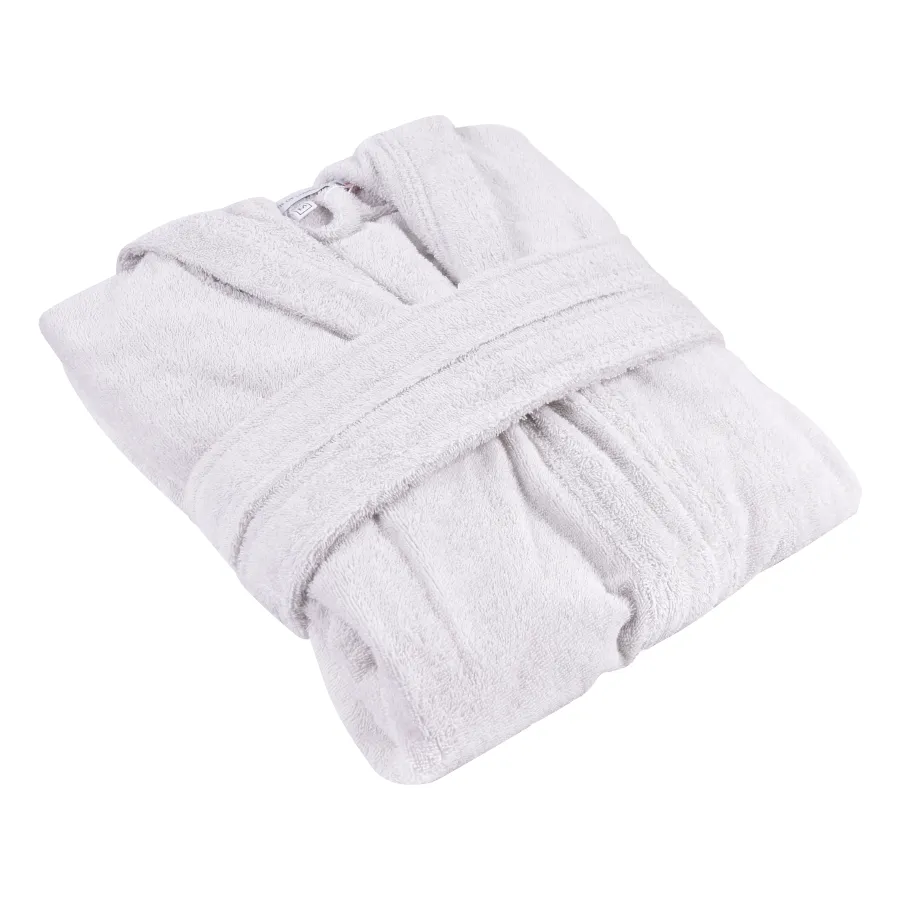 Women's Hooded Towelling Bathrobe - Pale Gray