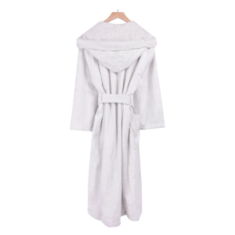 Women's Hooded Towelling Bathrobe - Pale Gray