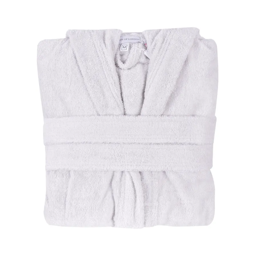 Women's Hooded Towelling Bathrobe - Pale Gray